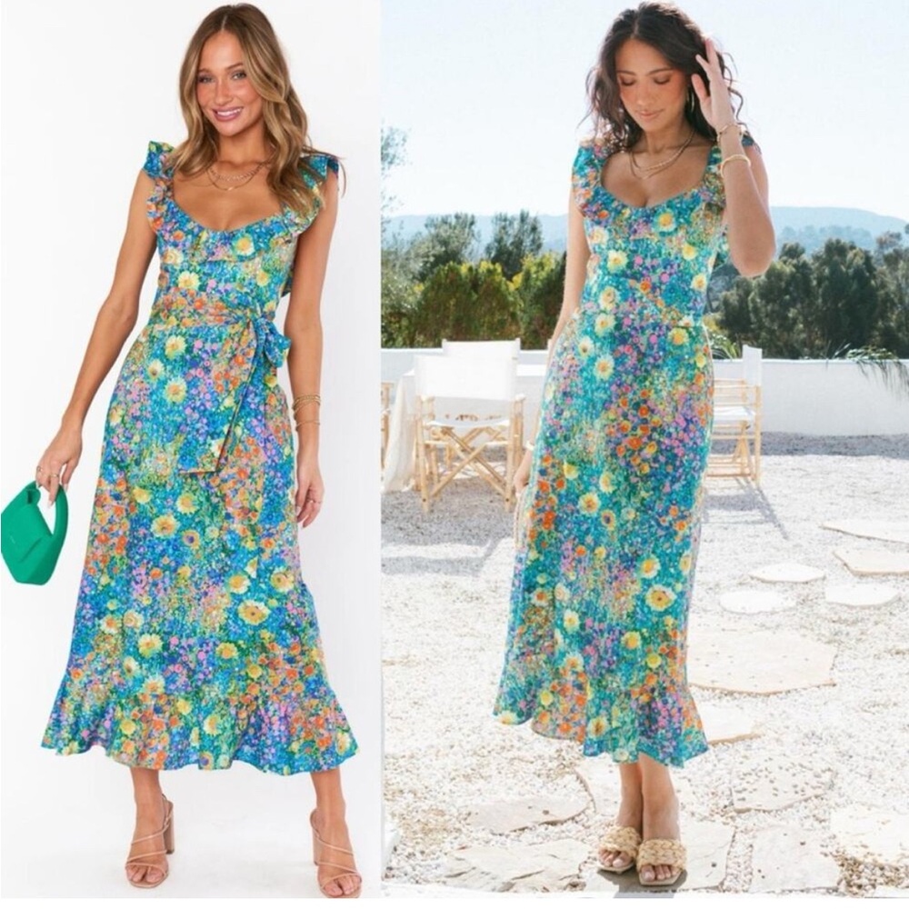 Show Me Your MuMu Vibrant Floral Midi Dress Alexis Painterly Petals